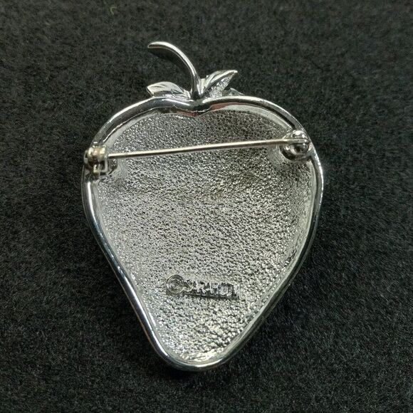Vintage Sarah Conventry Silver tone Strawberry Brooch Cottgecore Granny Chic - Picture 2 of 5